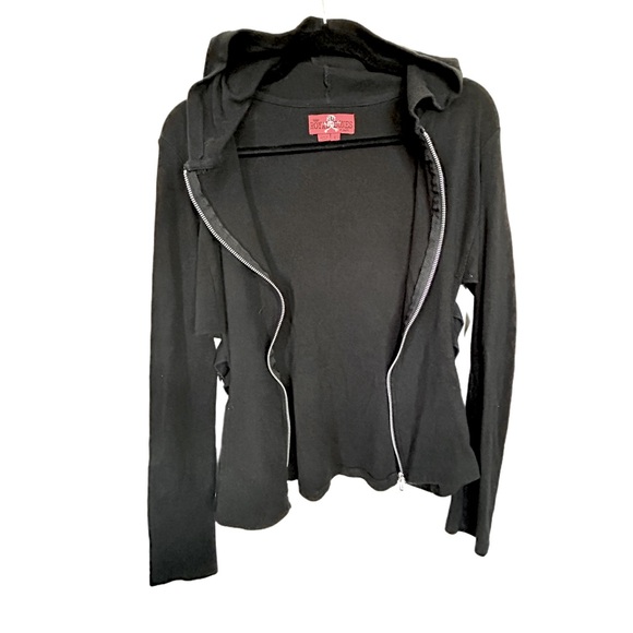 Vintage Y2K Tripp NYC Black Royal Bones Cut Out Zip Up Hoodie - Picture 8 of 15